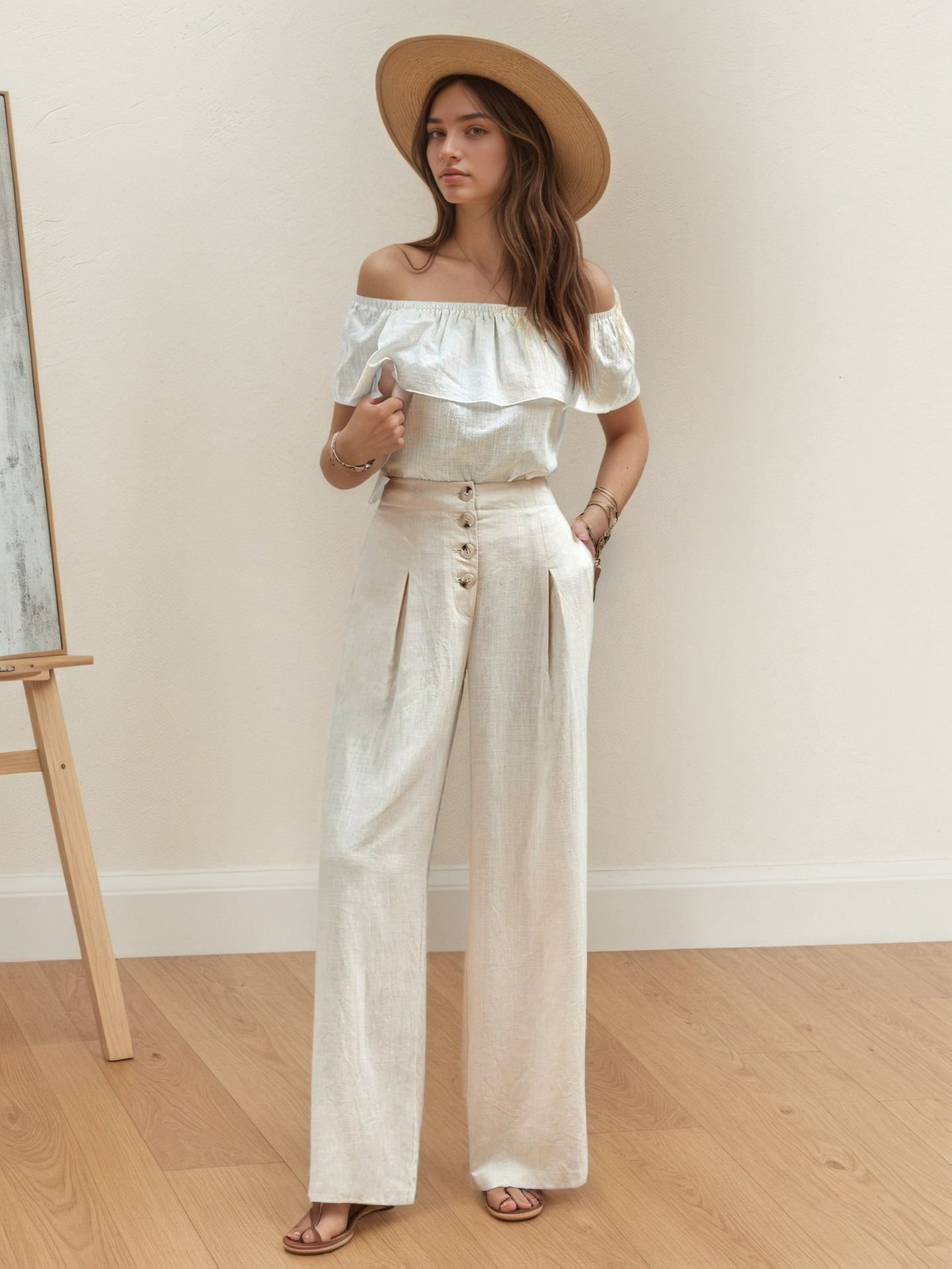 Pantalon Palazzo Fluide Taille Haute