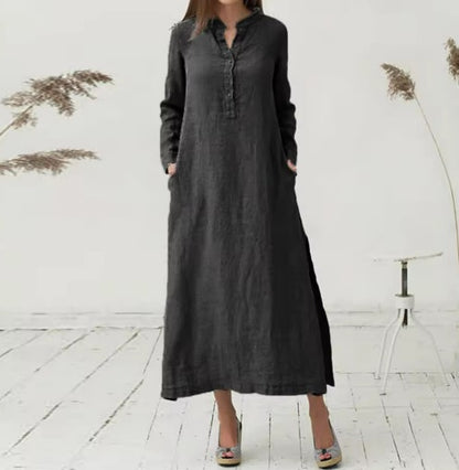 Robe Maxi Décontractée en Coton et Lin