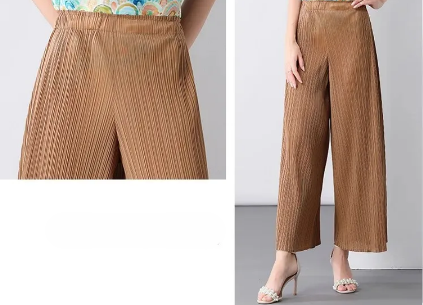 Pantalon Large en Maille Marron