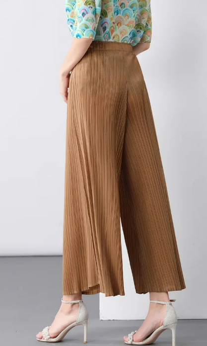 Pantalon Large en Maille Marron