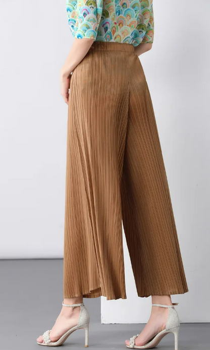 Pantalon Large en Maille Marron