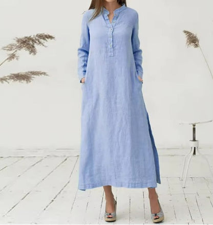 Robe Maxi Décontractée en Coton et Lin