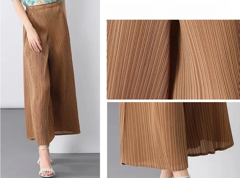 Pantalon Large en Maille Marron